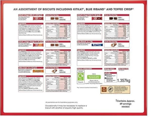 【New User Only】Nestlé Kitkat and Friends Big Biscuit Box  69 x Chocolate Biscuit Bars – KitKat, Blue Riband, Toffee Crisp  Bulk Chocolate Box 1.357kg X2 boxes