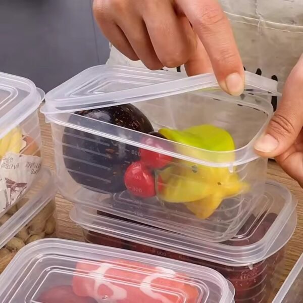 Ramadan 5Pcs 700ML Refrigerator Storage Box Fridge Organizer Fresh Vegetable Fruit Storage Container Food Crisper Box Clear Meat Freezing Box Kitchen Organizer
