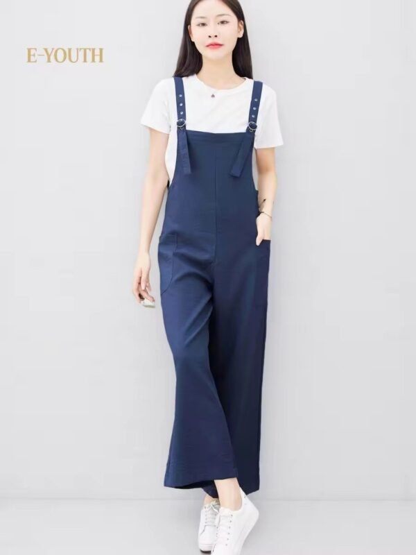 Eyouth 1518 Women’s Adjustable Strap Jumpsuit | Relaxed Wide-Leg Overalls