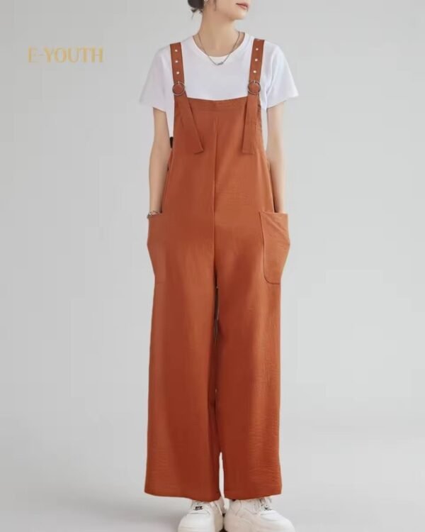 Eyouth 1518 Women’s Adjustable Strap Jumpsuit | Relaxed Wide-Leg Overalls