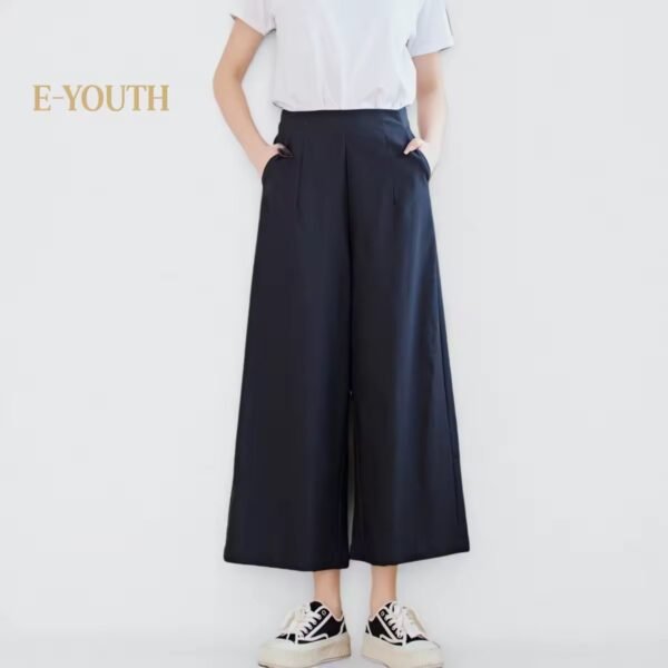 Eyouth 1062 women casual pants wide leg high waist culottes